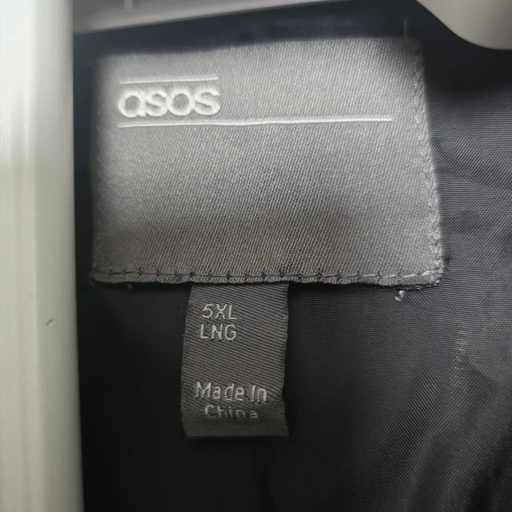 ASOS Black Twill Bomber Jacket 5XL Long‎ Zip Front Pockets Minimal Oversized Men